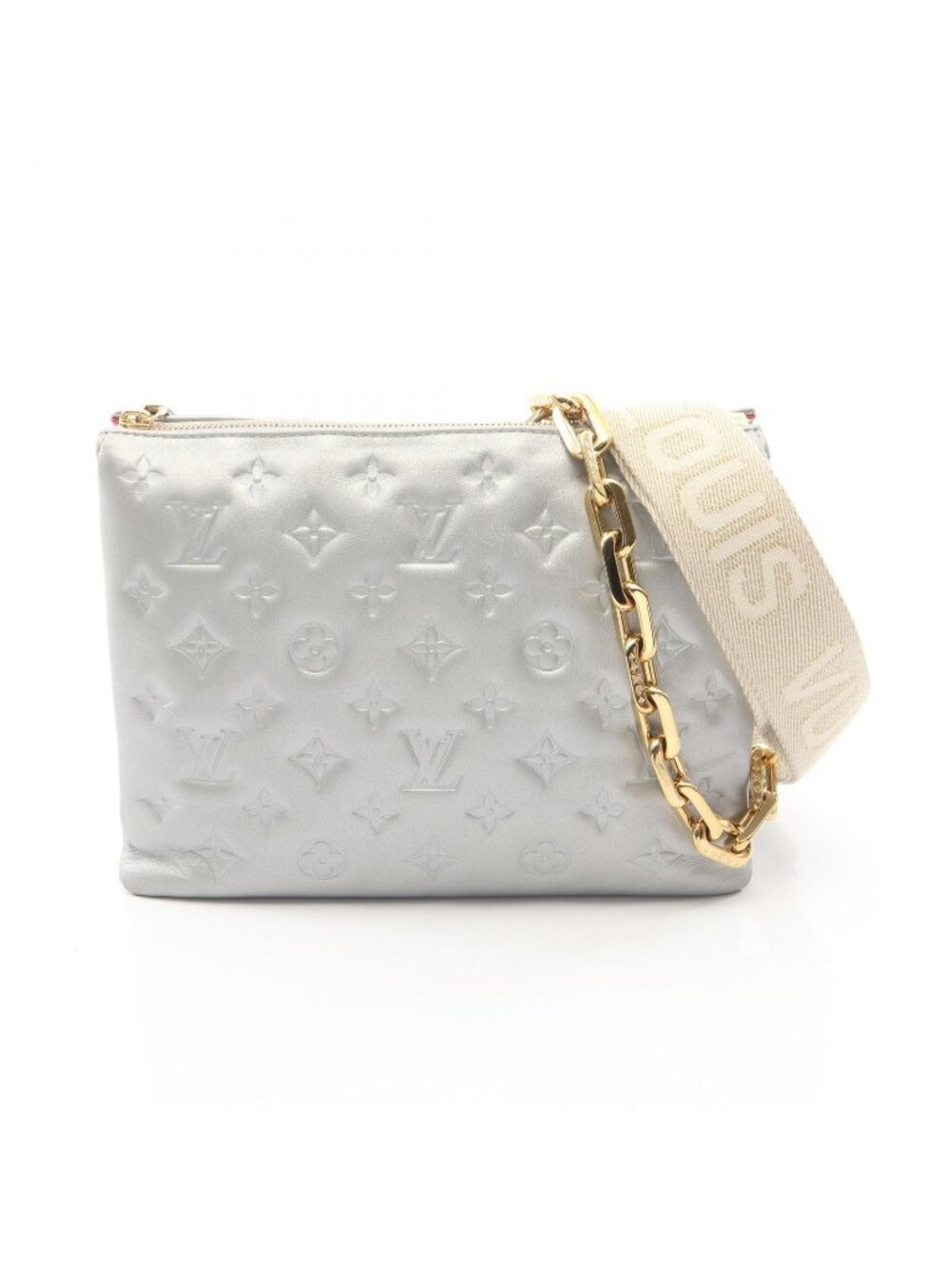 Louis Vuitton Shoulder Bag Coussin PM 2-Way Silver Leather